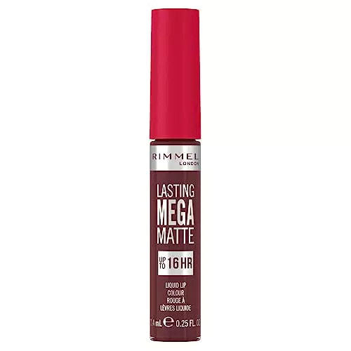 Rimmel London Rossetto Liquido Lasting Mega Matte, Rossetto Liquido a Lunga Durata per Labbra Morbide con Finish Mega Matte