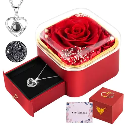 Rosa Eterna con Collana Personalizzata - Regalo Ideale per Donna e Mamma