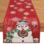 Runner da tavola Natalizio con pupazzo di neve e fiocco di neve 35x240 cm