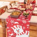Runner da tavola natalizio con pupazzo di neve - Moderno e lavabile per interni ed esterni