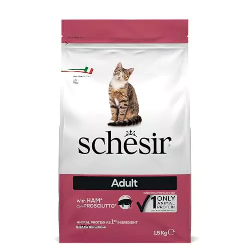 Schesir Cibo Secco per Gatti Adulti al Gusto Prosciutto - Crocchette Mantenimento