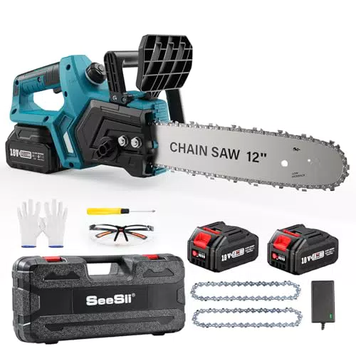 SeeSii Motosega a Batteria 1200W con Batteria 10000mAh e Motore Brushless