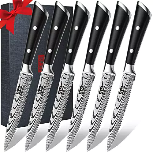 SHAN ZU Coltelli da bistecca in acciaio inossidabile con confezione regalo premium