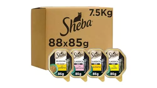 Sheba Cibo Umido per Gatti Adulti - Mix di Salmone, Pollo e Pollame