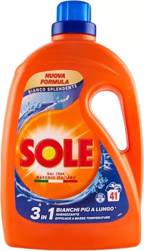 Sole Detersivo Lavatrice Liquido Formula Bianco Splendente, Rimuove Macchie