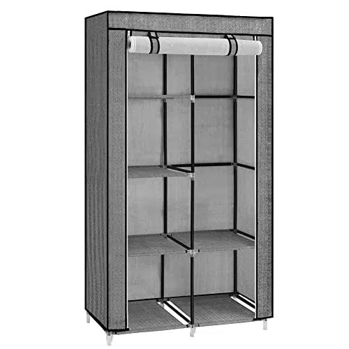 SONGMICS Armadio con 6 livelli e bastone per abbigliamento in metallo