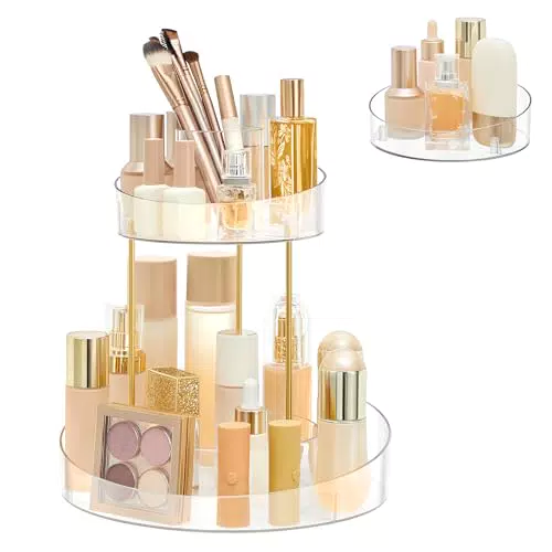 SONGMICS Organizzatore Girevole per Cosmetici, Porta Trucchi Personalizzabile