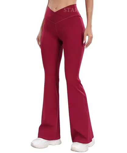 Starbild V-Cross Leggings Bootcut da Donna - Pantaloni Yoga Sportivi Flare