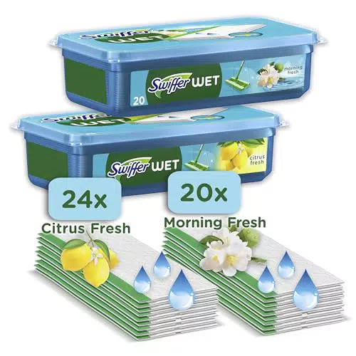 Swiffer Panni Umidi per Scopa Lavapavimenti con Profumo di Agrumi e Mattina Fresca