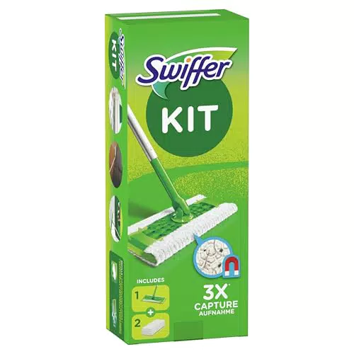 Swiffer Starter Kit Scopa con Panni di Ricambio per Catturare la Polvere