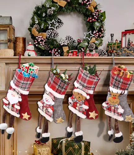 TIDEVAN Calze Natalizie da Appendere per Decorare Camino e Albero di Natale