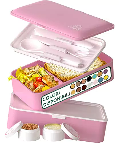 Umami Lunch Box Ermetico 4 Scomparti, Sicuro per Microonde e Lavastoviglie