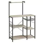 VASAGLE Scaffale da Cucina, Supporto per Forno a Microonde con Cestino e Ganci