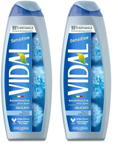 Vidal Bagnoschiuma Sensitive con Talco Liquido - Formula Delicata 500ml