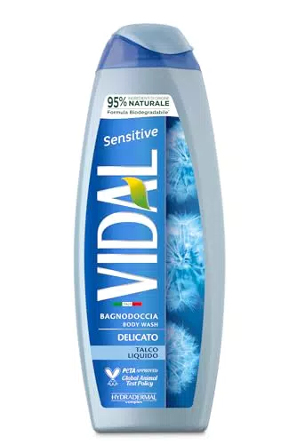 Vidal Bagnoschiuma Sensitive con Talco Liquido - Formula Delicata e Dermatologicamente Testata