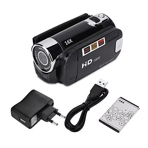 Videocamera Digitale FHD 1080P con 16X Zoom e Rotazione 270° per YouTube