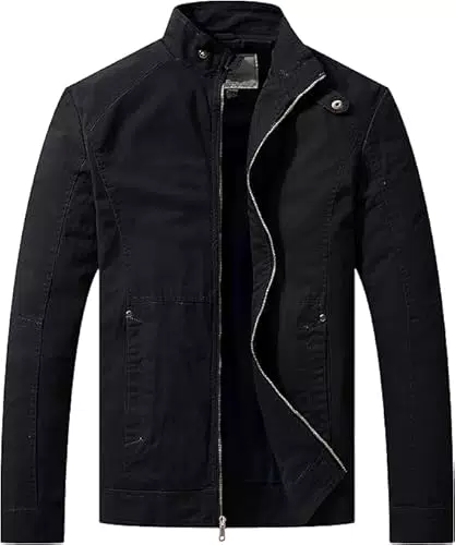WenVen Giacca Militare Antivento con Zip e Collo Stand per Uomo