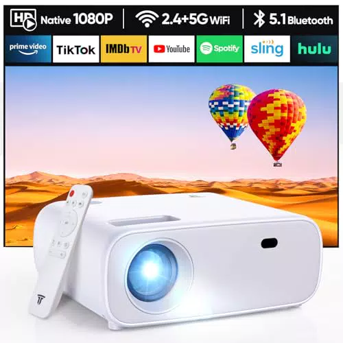 Wielio Proiettore HD 1080P Mini con Bluetooth e WiFi, Supporto 4K e 18000 Lumen