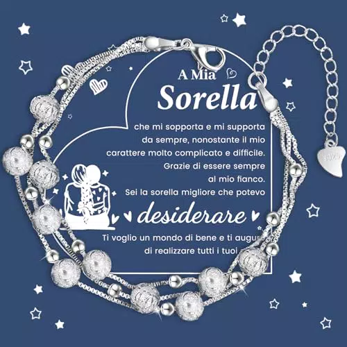 YELUWA Bracciale in Argento 925 con Perline - Regalo Perfetto per Sorelle