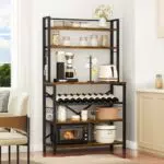 YITAHOME Scaffale da Cucina Autoportante con Portabottiglie e Ganci S