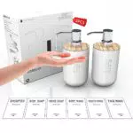 Dispenser di Sapone Riutilizzabile 250ml con Etichetta per Shampoo e Lozioni