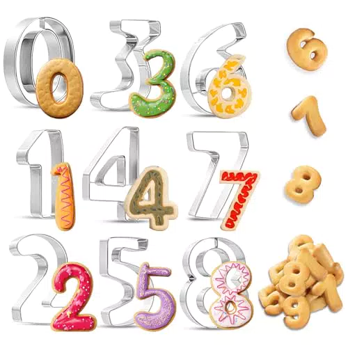 Tagliapasta in acciaio inox a forma di numeri per biscotti e decorazioni torte