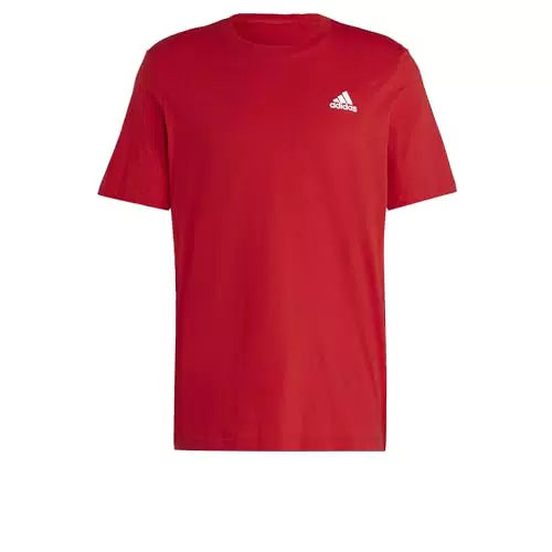 adidas Uomo Essentials Single Jersey T-Shirt con Logo Ricamato