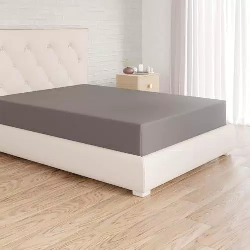 Amazon Basics Lenzuolo con angoli in 100% cotone jersey, 90 x 200 cm