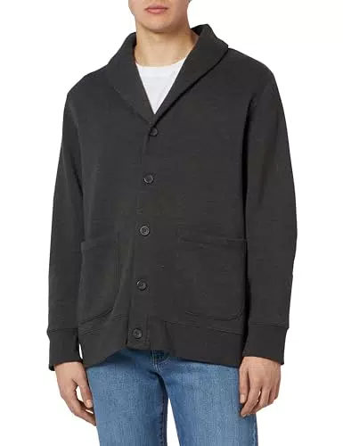Amazon Essentials Cardigan a Maniche Lunghe in Felpa con Collo Sciallato Uomo