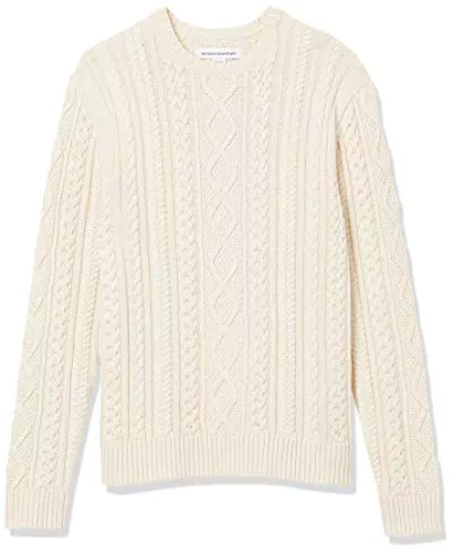 Amazon Essentials Maglione da Pescatore Girocollo a Coste in Cotone 100% Uomo