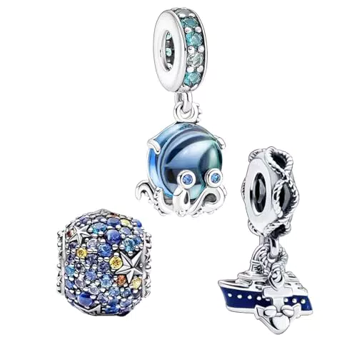 Amuefer Ciondolo Mondo Marino Polpo per Bracciale e Collana - Regali per Donne