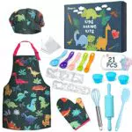 Anpro 27 Pezzi Set da Cucina per Bambini, Dinosauro Set di Chef Gioco di Utensili Bambini da Accessori
