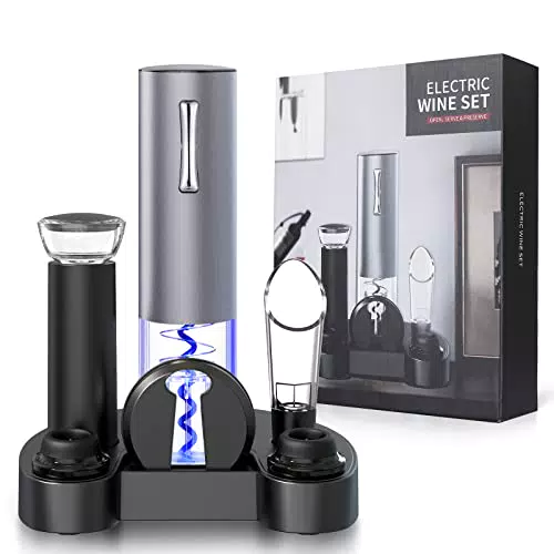 Anpro Cavatappi Elettrico con Supporto di Ricarica e Accessori per Vino