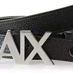 Armani Exchange Cintura in Pelle con Logo On Tone Buckle Casual