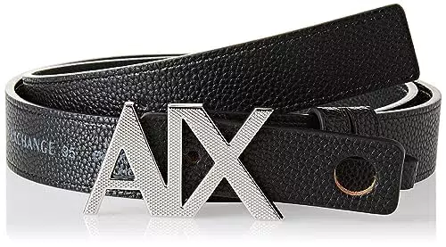 Armani Exchange Cintura in Pelle con Logo On Tone Buckle Casual