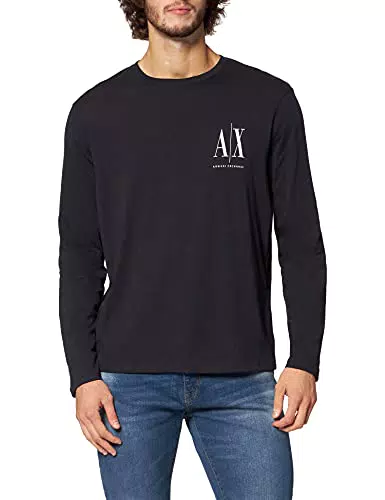Armani Exchange T-shirt a maniche lunghe con logo frontale per uomo