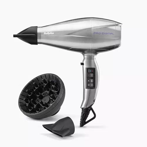 BaByliss 6000E Asciugacapelli Digitale 2200W con Funzione Ionica e Diffusore