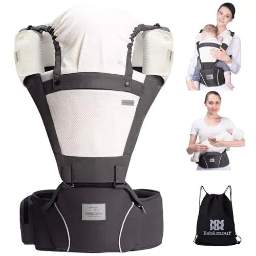 Bebamour Marsupio Ergonomico 6 in 1 per Neonati e Bambini 0-36 Mesi