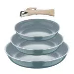 Bergner Click&Cook - Set di padelle con manico staccabile in alluminio riciclato