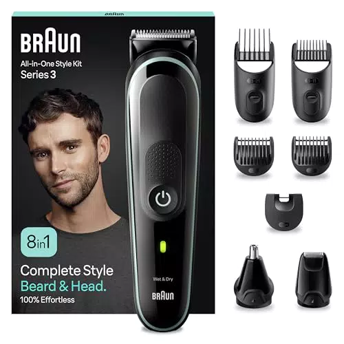 Braun Regolabarba Tagliacapelli Uomo, Rasoio Elettrico Barba e Capelli, MGK3441