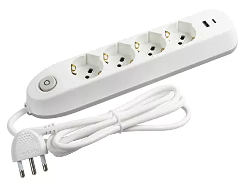 BTICINO Ciabatta Multipresa Elettrica Poker con 2 Prese USB e Interruttore