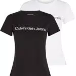 Calvin Klein T-Shirt Donna Maniche Corte Institutional Logo Tee Scollo Rotondo