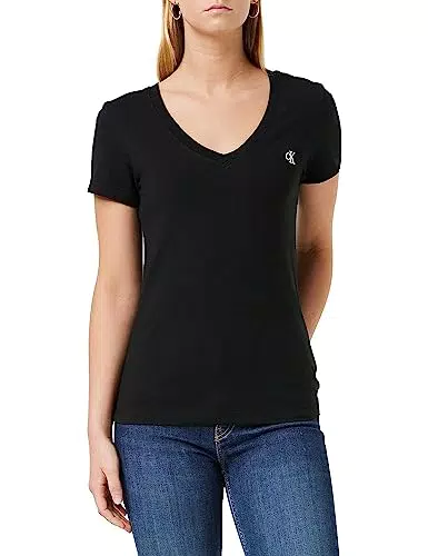 Calvin Klein Jeans Maglietta V-Neck con Ricamo Donna J20J213716