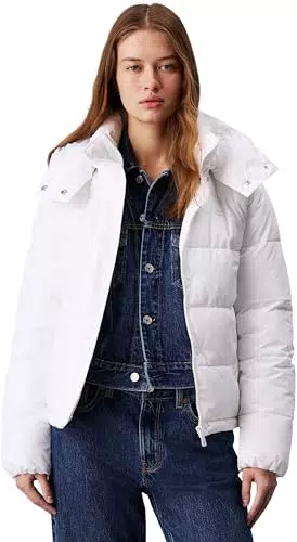 Calvin Klein Piumino Matte Short Puffer con Cappuccio per Donna