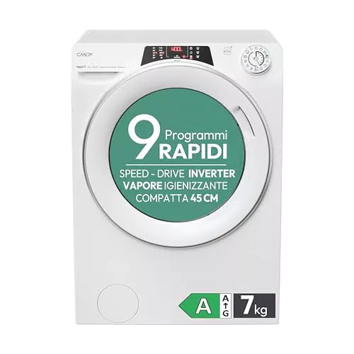 Candy Lavatrice Slim 7 Kg, Libera Installazione, Classe A, 1200 Giri, Wi-Fi, App hOn