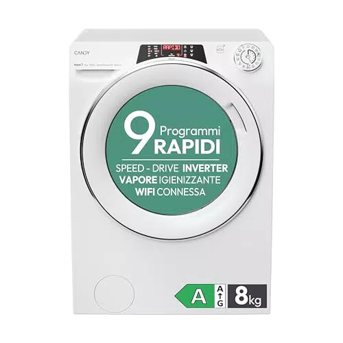 Candy RapidÓ RO 1486DWMCT1-S - Lavatrice a carica frontale, 1400 giri, Classe A