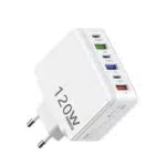 Caricatore a muro USB 120W con 6 porte, ricarica rapida USB-A e USB-C