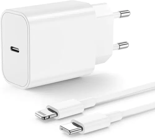 Apple Caricatore 20W con Cavo USB-C Lightning per iPhone 14/13/12/11/XS/SE