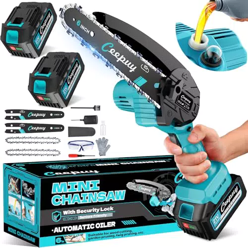 CEEPUY Motosega Elettrica a Batteria 10000mAh per Potatura e Taglio Legno