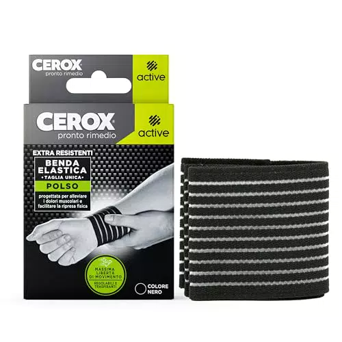 Cerox Active Benda Elastica per Polso Regolabile e Traspirabile per Sport e Uso Quotidiano